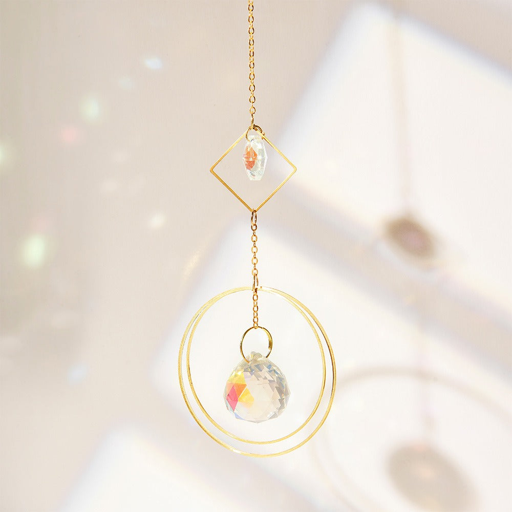 Gold Silver Series Moon Star Collection Light Ornaments Garden Decoration Crystal Pendant Sun Catcher Pendant