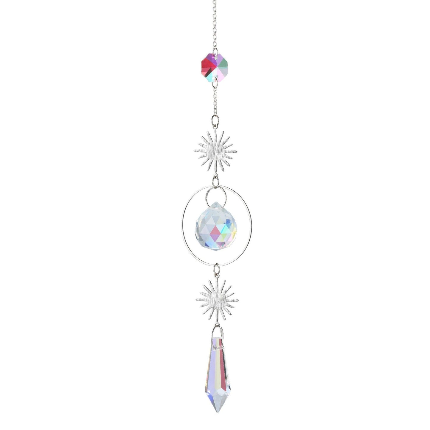 Gold Silver Series Moon Star Collection Light Ornaments Garden Decoration Crystal Pendant Sun Catcher Pendant