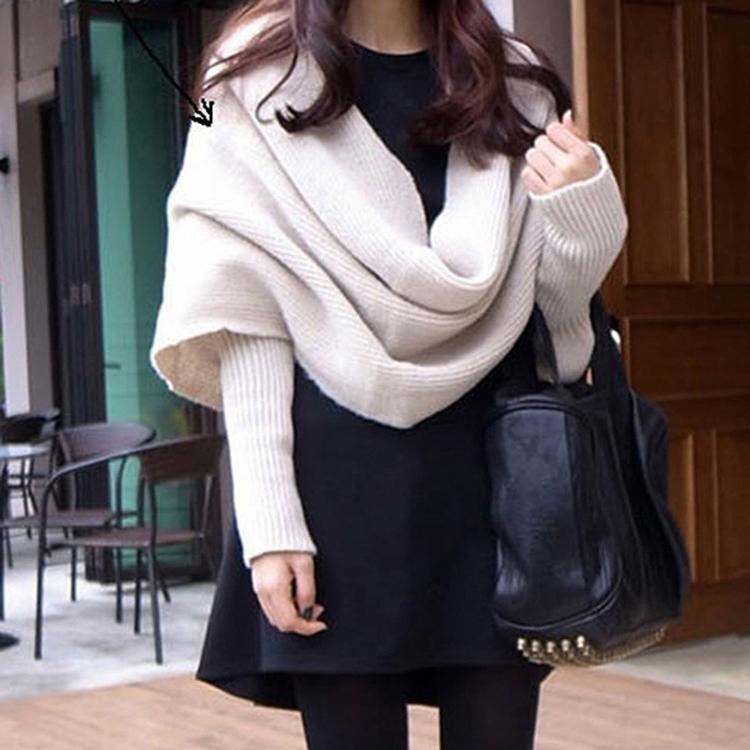 New Autumn/winter Fashion Personality Knitted Cardigan Shawl Two Wearing Methods of Personality Shawl Around Neck