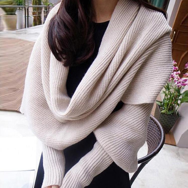 New Autumn/winter Fashion Personality Knitted Cardigan Shawl Two Wearing Methods of Personality Shawl Around Neck