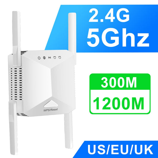 5Ghz Wireless WiFi Repeater 1200Mbps Router Wifi Booster 2.4G Home Long Range Band Network Extender 5G Signal Amplifier