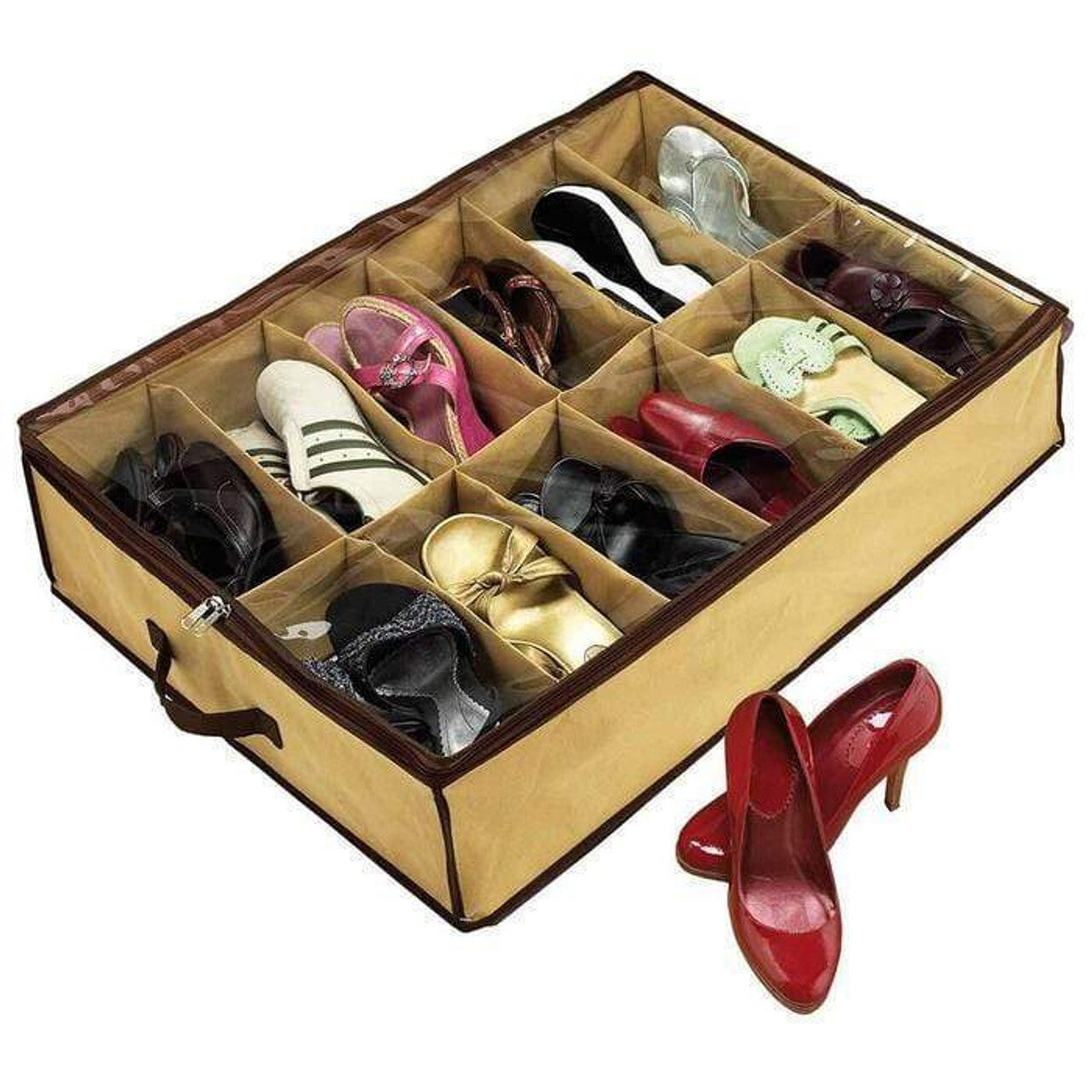 Shoe Organiser 12 Pair Under Bed Storage Zippered Breathable Wardrobe Closet Bag