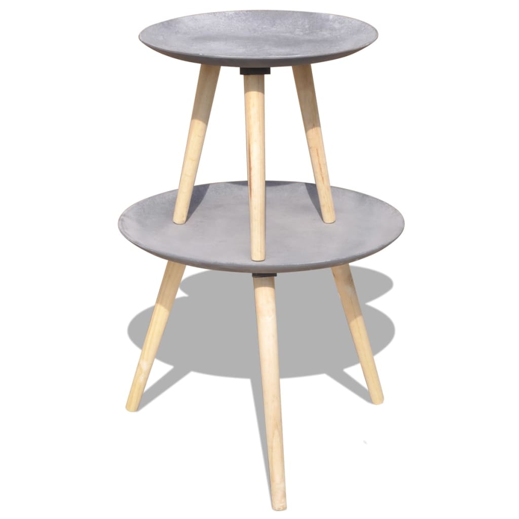 vidaXL Two Piece Side Table/Coffee Table Set 55 cm&44 cm Concrete Grey