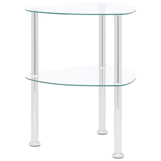 vidaXL 2-Tier Side Table Transparent 38x38x50 cm Tempered Glass