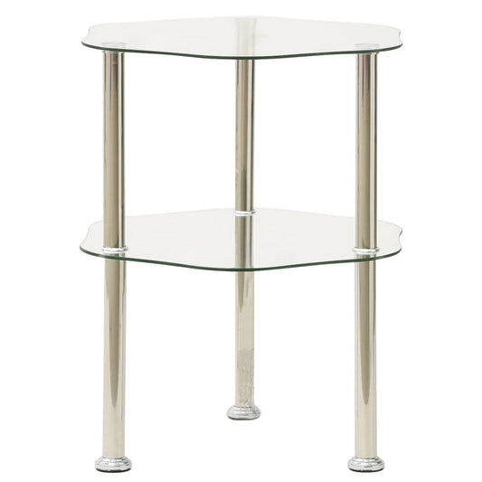 vidaXL 2-Tier Side Table Transparent 38x38x50 cm Tempered Glass