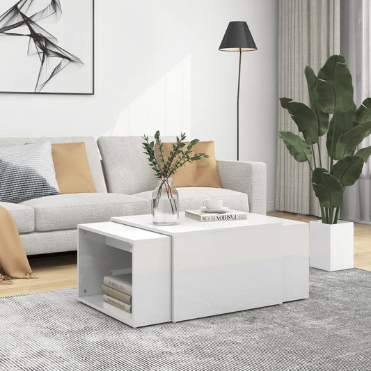 vidaXL 3 Piece Nesting Coffee Table Set High Gloss White 60x60x38 cm