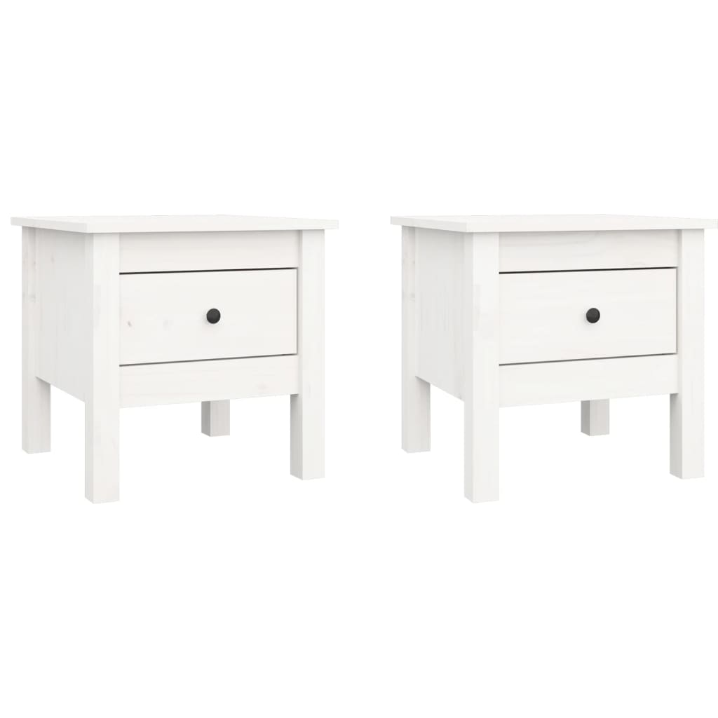 vidaXL Side Tables 2 pcs White 40x40x39 cm Solid Wood Pine