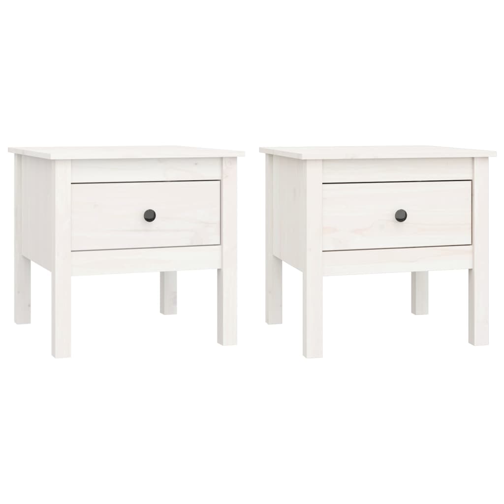 vidaXL Side Tables 2 pcs White 50x50x49 cm Solid Wood Pine