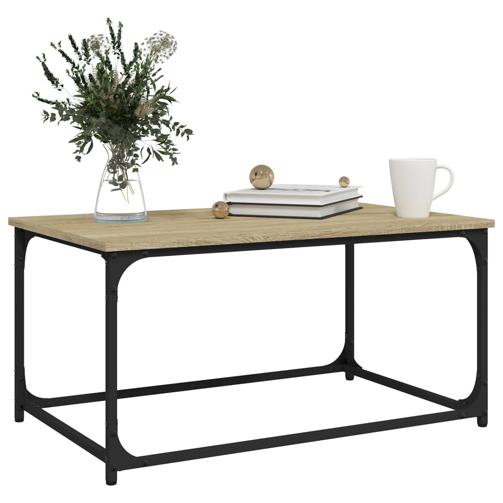 vidaXL Coffee Table Sonoma Oak 80x50x40 cm Engineered Wood and Iron