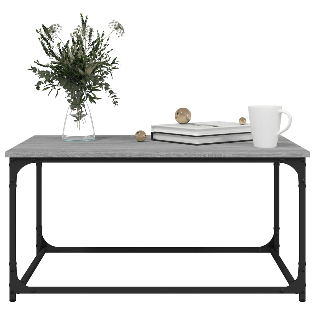 vidaXL Coffee Table Grey Sonoma 80x50x40 cm Engineered Wood and Iron