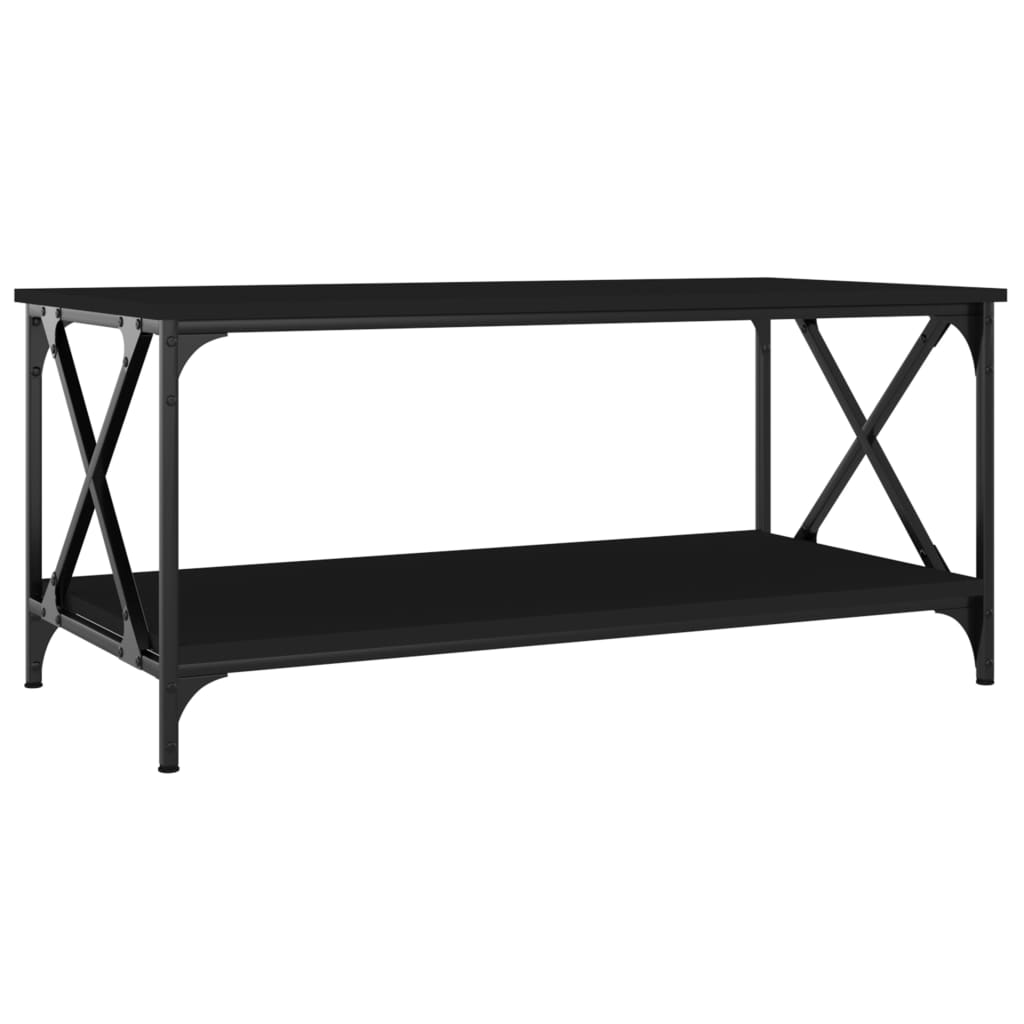 vidaXL Coffee Table Black 100x50x45 cm Engineered Wood and Iron