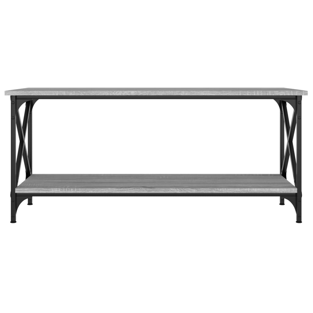 vidaXL Coffee Table Grey Sonoma 100x45x45 cm Engineered Wood and Iron