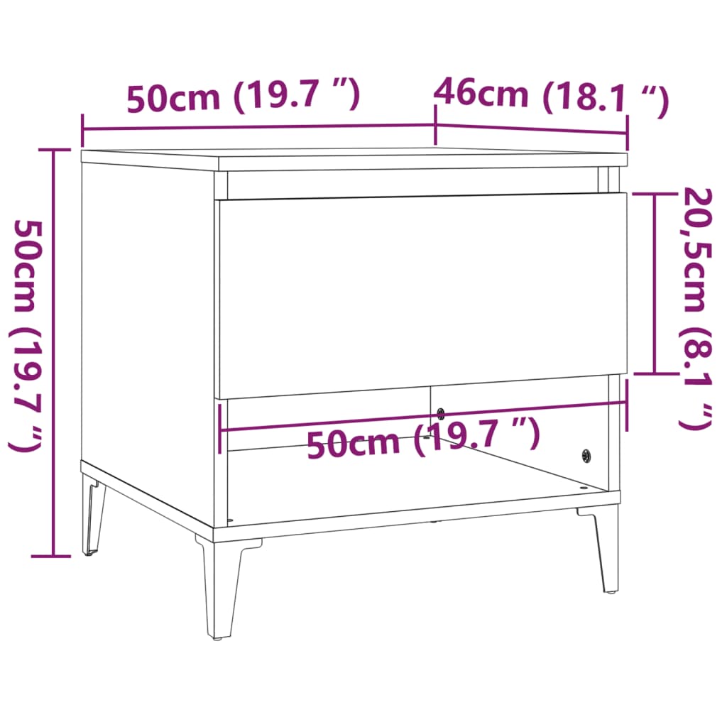 vidaXL Side Tables 2 pcs Sonoma Oak 50x46x50 cm Engineered Wood