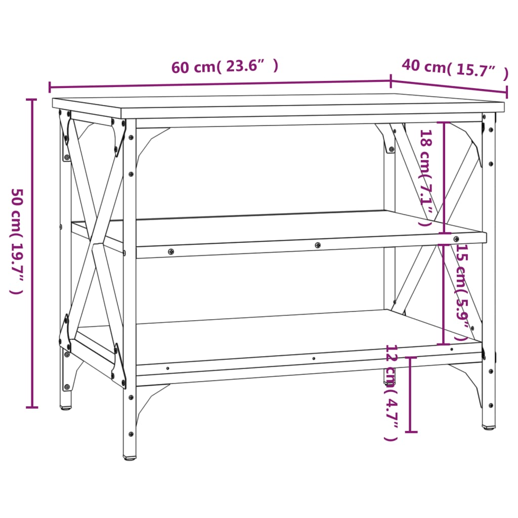 vidaXL TV Cabinet Smoked Oak 60x40x50 cm Engineered Wood