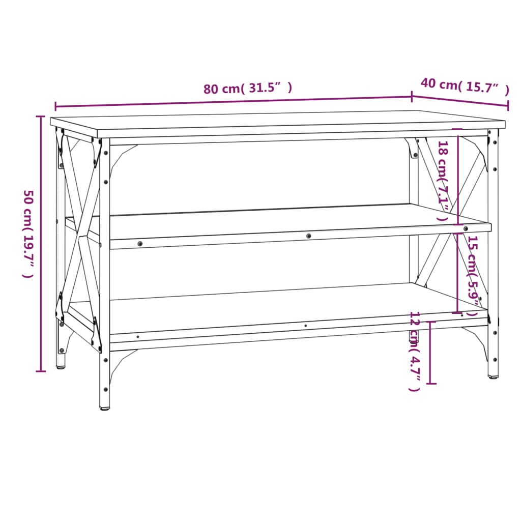 vidaXL TV Cabinet Black 80x40x50 cm Engineered Wood