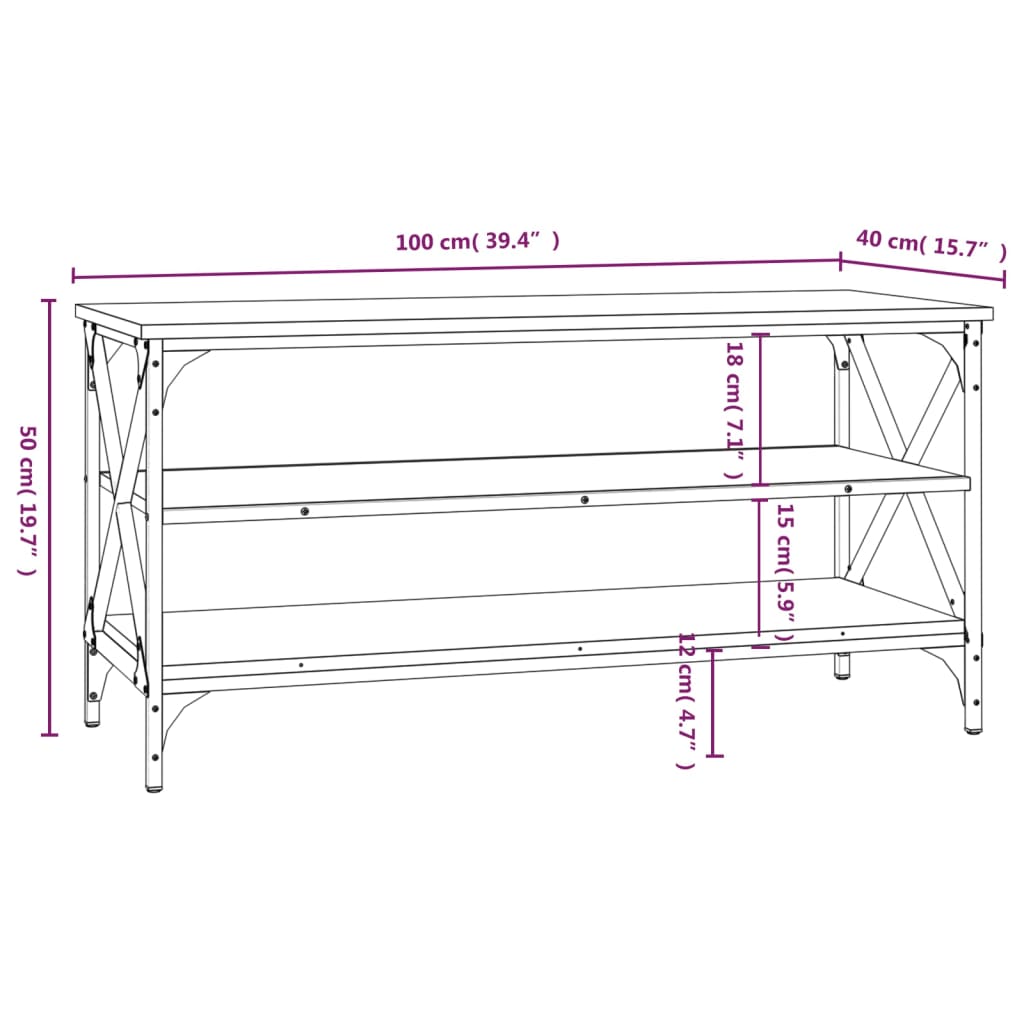 vidaXL TV Cabinet Brown Oak 100x40x50 cm Engineered Wood