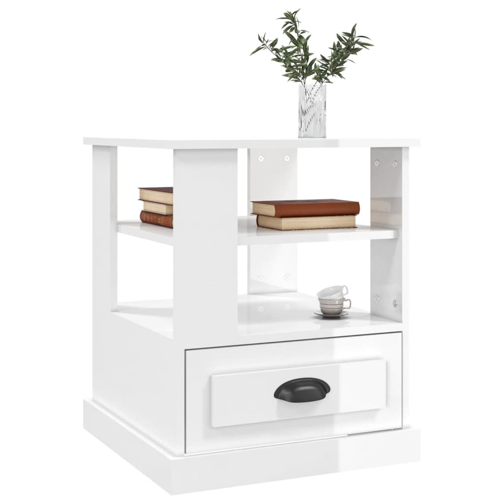 vidaXL Side Table High Gloss White 50x50x60 cm Engineered Wood