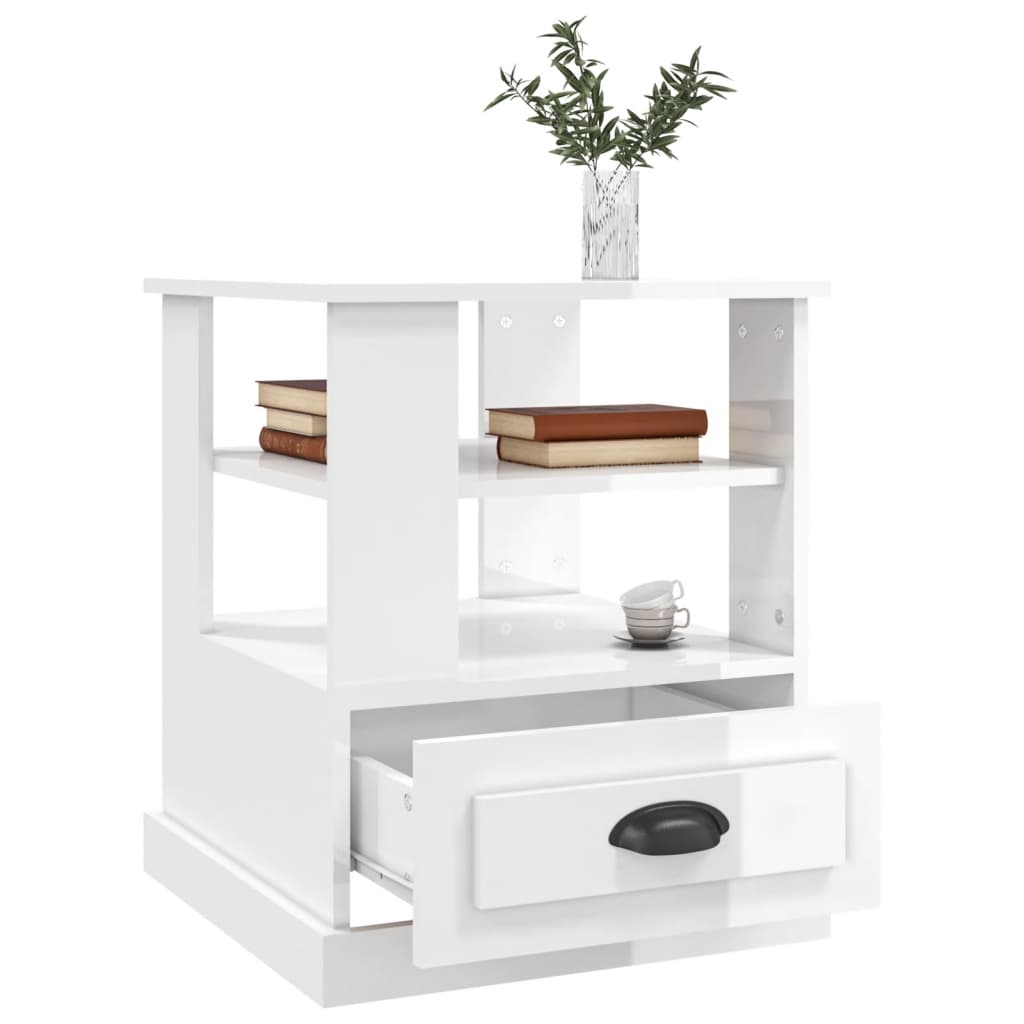 vidaXL Side Table High Gloss White 50x50x60 cm Engineered Wood